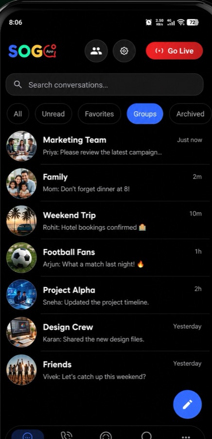 SogoApp group chats